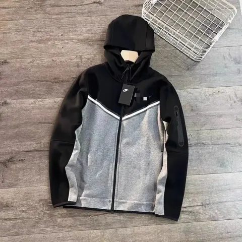 Nike Tech Fleece Black Hoodie option Black and dark gray top