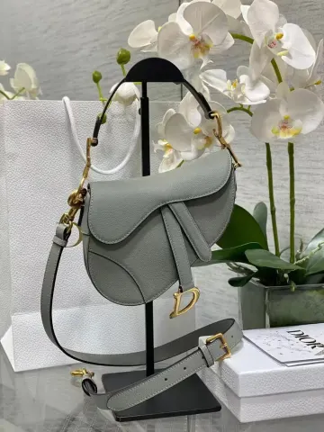 Dior Saddle Bag option Gray blue 17 × 5 × 15cm