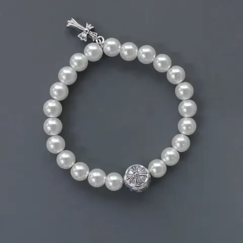 Chrome Hearts Beat Bracelet option Cross Pearl White Gold Bracelet