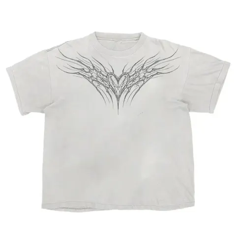 Random Unique Tee option Retro distressed white S