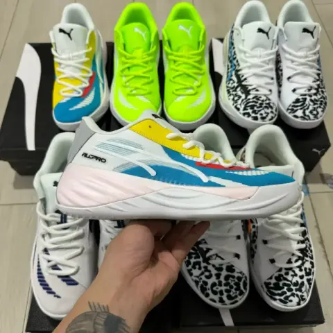 Puma All-Pro Basketball Shoes option White Blue Yellow
