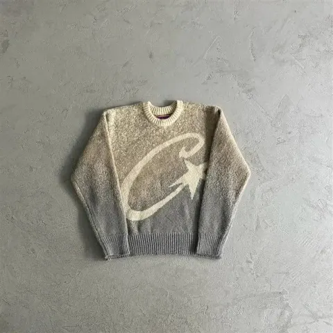 Corteiz Knit Sweater option Yellow Grey Gradient C- Star Sweater