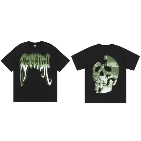 Revenge T-Shirts option Green， black， green metal skull