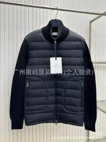 Moncler Navy Blue Padded Zip-Up Cardigan option Black