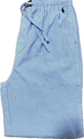 Ralph Lauren Night Pants Baby Blue option Small blue-lattice embroidered horse