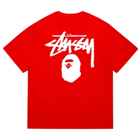 Bape x Stussy Tee option 201 red and white