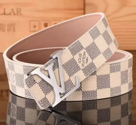Budget LV Belt option L Classic White Grid Silver Buckle