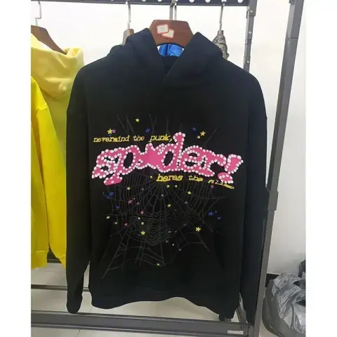 Sp5der Pink Hoodie option Black V2