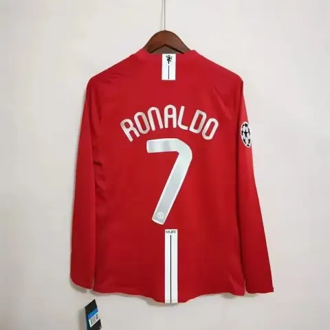 Manchester United Retro Jersey 07-08 option 0708 Manchester United Home Long Sleeve Champions League Ronaldo