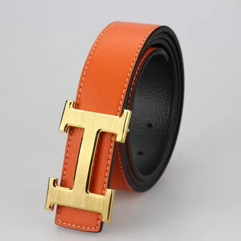 Budget Hermes Belt option H gold buckle flat orange belt
