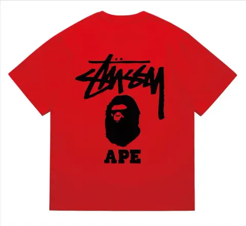 Bape x Stussy Tee option 202 red and black