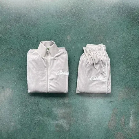 Corteiz Tracksuit Top option Gray velvet suit