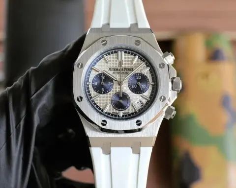Audemars Piguet Royal Oak Titanium Watch option [Blue Subdial] Silver Case White Dial