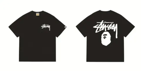 Bape x Stussy Tee option 201 black and white