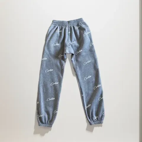 Corteiz Alcatraz Basic Black Pants option baby blue print