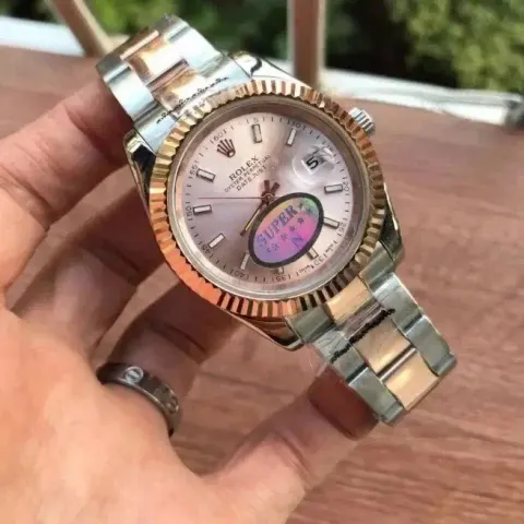 ROLEX option Rose Gold Pink Dial – Three-Link Bracelet