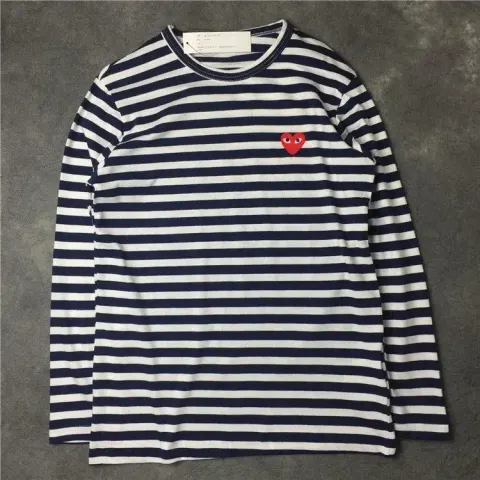 CDG Play SS24 Hoodie option Dark blue stripe