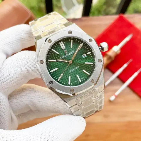 Audemars Piguet Silver Band option Silver Shell Green Steel Strip