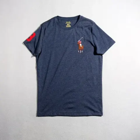 Polo Sport Round Neck T-Shirt option Colorful horse hemp blue