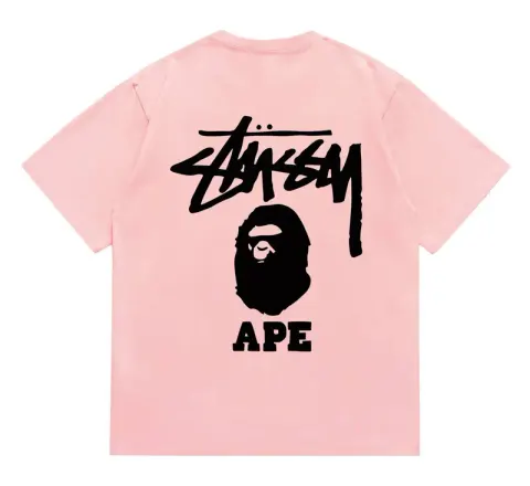 Bape x Stussy Tee option 202 Pink Black