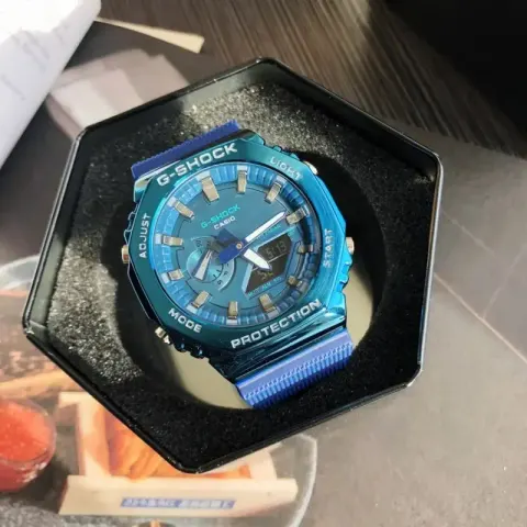 G-Shock Casio Watch With Rubber Band option Blue Shell  Blue Disc Blue Tape