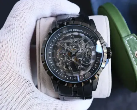 Roger Dubuis Skeleton Watch option Black Shell  Black Plate Black Leather