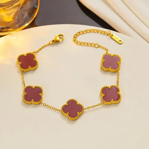 Vancleef Necklace option 913-2 Red Shellfish Bracelet Gold 1.5CM