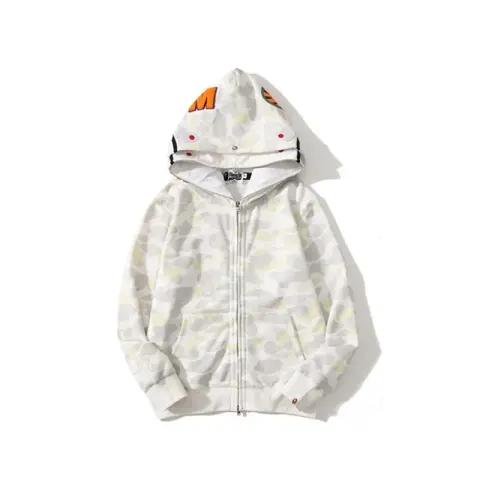 Bape Shark Hoodie option 8802 Double Cap White