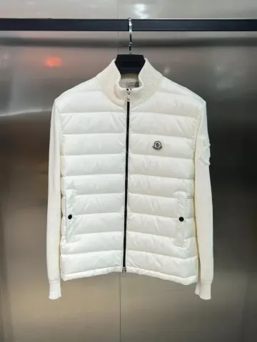 Moncler Tricot Hybrid Zip Cardigan option white