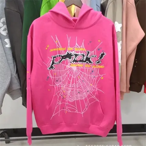 Sp5der Pink Hoodie option rose red