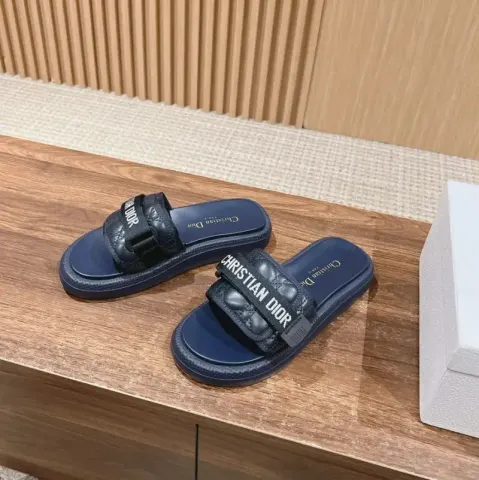 Dior Slides option blue white embroidery