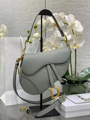Dior Saddle Bag option Gray blue 24 × 6 × 18cm