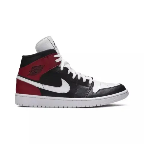 Jordan 1 Mid Shoes option Black Noble Red