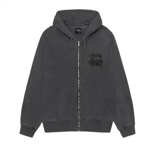 Stussy 8Ball Zip Hoodie option Dice 34 Zipper Washed Black