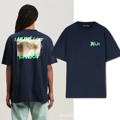 Palm Angels Monogram NY Spray Tee option 2288 Royal Blue
