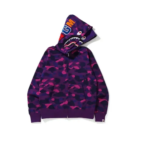 Bape Shark Hoodie option 8805 double cap purple