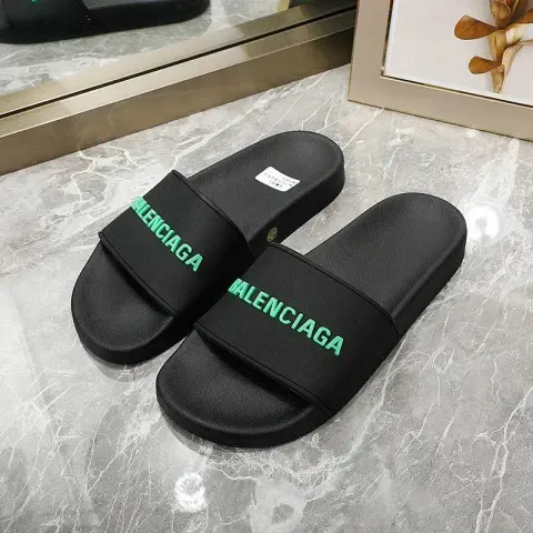 Balenciaga Slides option Black green letters