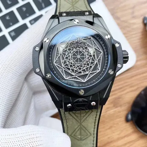 Hublot Big Bang Sang Bleu option Black  Black Disk  Army Green Belt