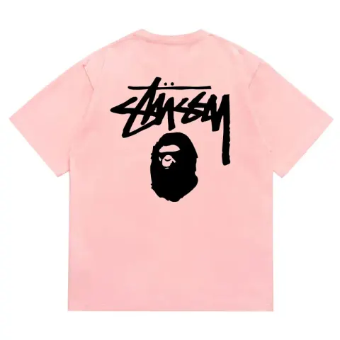 Bape x Stussy Tee option 201 Pink Black