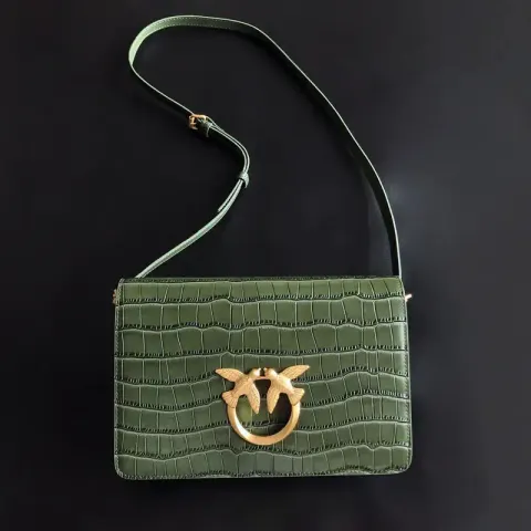 Pinko Bag option Crocodile-pattern green large size