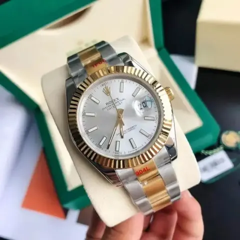 Rolex option Gold and Silver Plate-Three Beads Strap Mineral Reinforced Mirror Glass