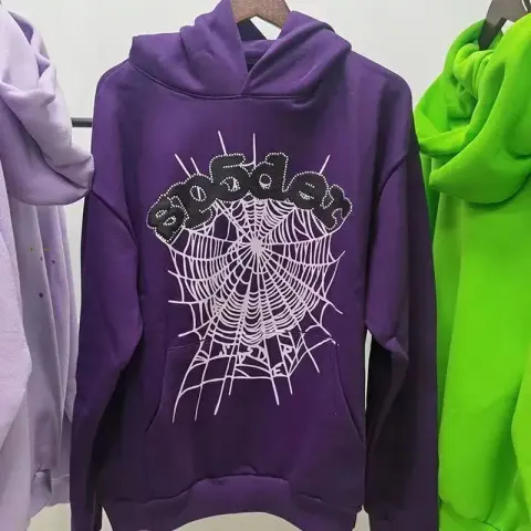 Sp5der Pink Hoodie option purple