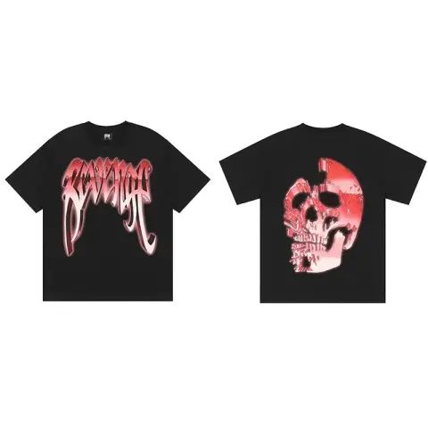 Revenge T-Shirts option Orange Red Black Red Metal Skull Head