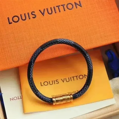 LV BRACLET option Gold buckle blue grid