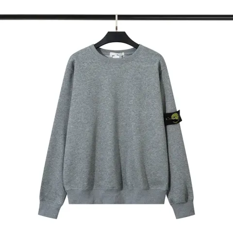 Stone Island Hoodie option 296 light gray fleece-lined