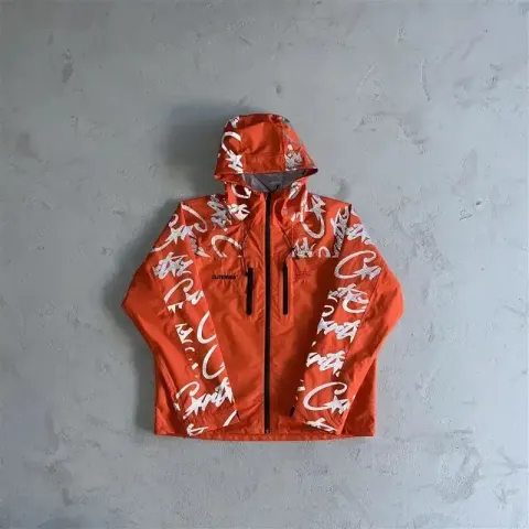 Corteiz Pink Windbreaker with Monogram on Sleeves option orange