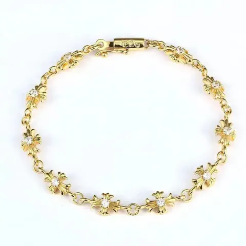 Chrome Hearts Bracelet with Crosses option 4 Gold White Diamond Bracelet