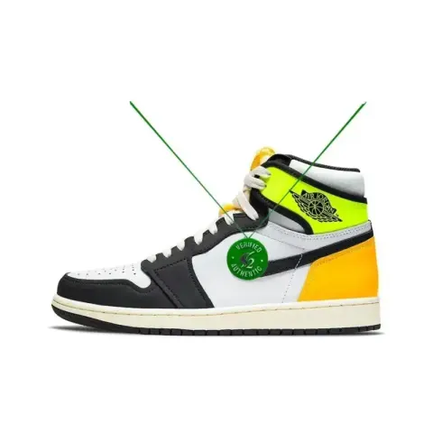Off-White AJ1 University Blue option Black and orange feet