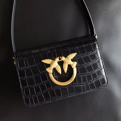 Pinko Bag option Crocodile-Print Black Small