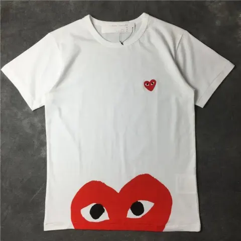 CDG T-Shirts option White half red heart